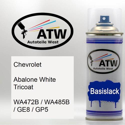 Chevrolet, Abalone White Tricoat, WA472B / WA485B / GE8 / GP5: 400ml Sprühdose, von ATW Autoteile West.